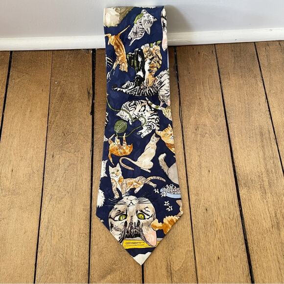 Vintage 1993 Nicole Miller Silk Cat Tie - Picture 4 of 6